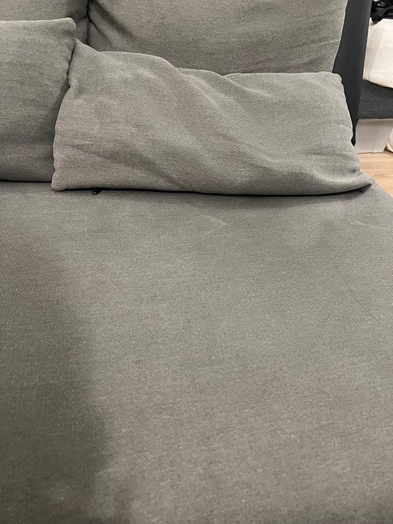 【にこにこ】ニトリ2人用布張りソファ (ポーション2KD GY)