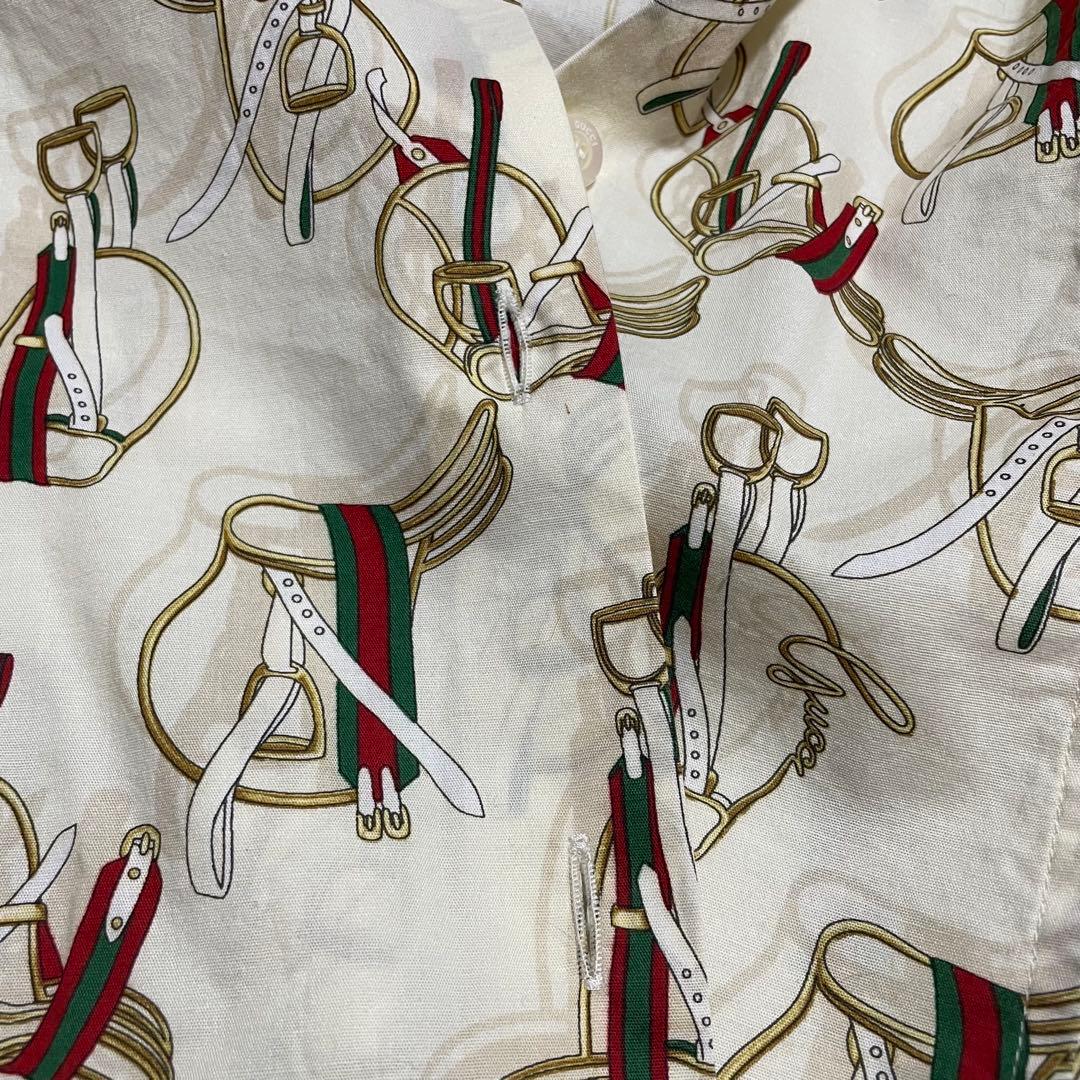 【美品】GUCCI グッチ　シャツ　シェリーライン　大きいサイズ　長袖　総柄　L