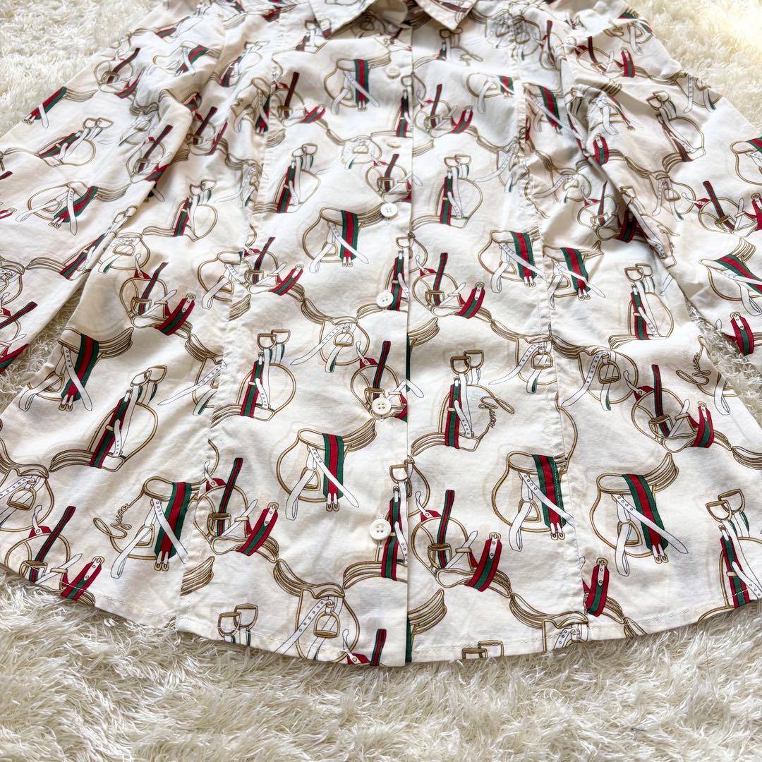 【美品】GUCCI グッチ　シャツ　シェリーライン　大きいサイズ　長袖　総柄　L