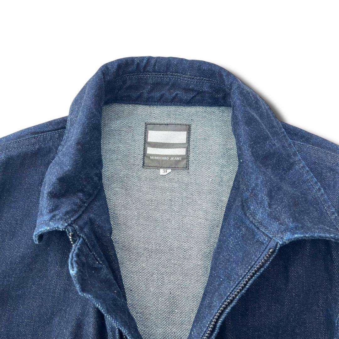 極美品 濃紺 桃太郎ジーンズ デニム ジャンプスーツ つなぎ 出陣 36