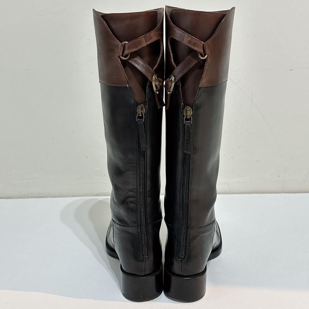 サルトル レザー ロングブーツ 黒　茶色　バイカラー ジョッキーブーツ 35