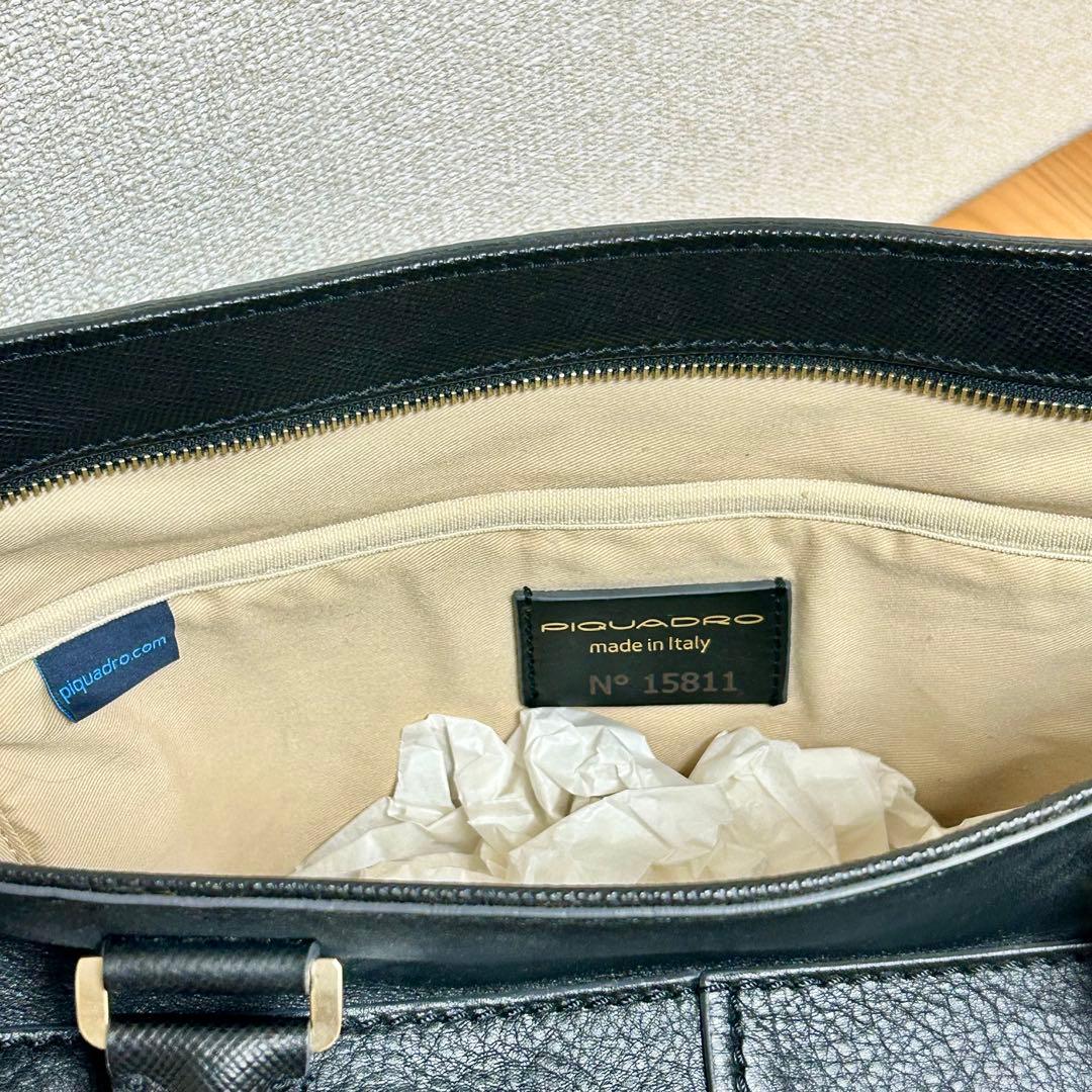 PIQUADRO Archimede(アルキメデ)ビジネスバッグ 黒 レザー