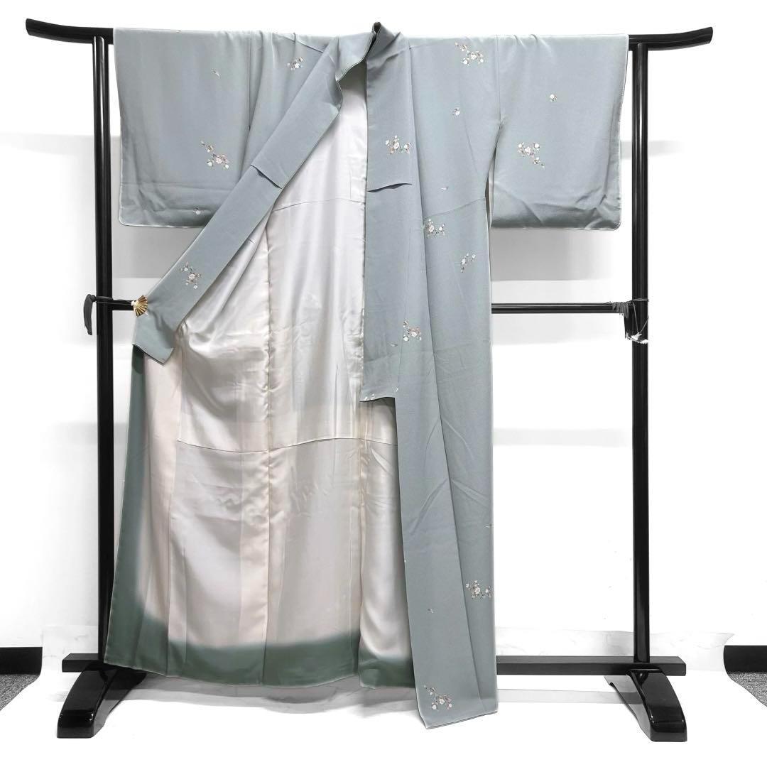 未着用　小紋　桜　蕾　リーフ　着物　112a d