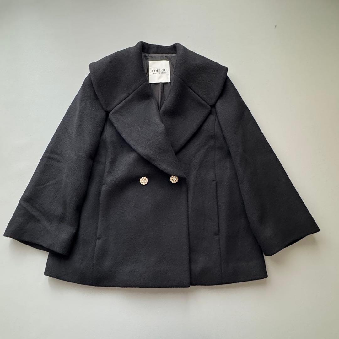 22AW　ルルウィルビー　ビーバーミドル丈コート　ウールコート　ブラック　美品