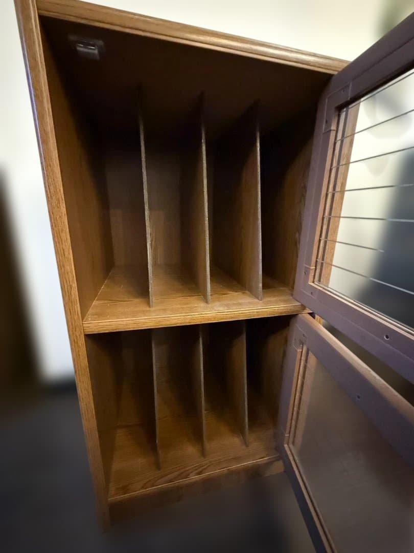 レコードラック 木製 ガラス扉 キャビネット LP収納 ヴィンテージ 収納棚