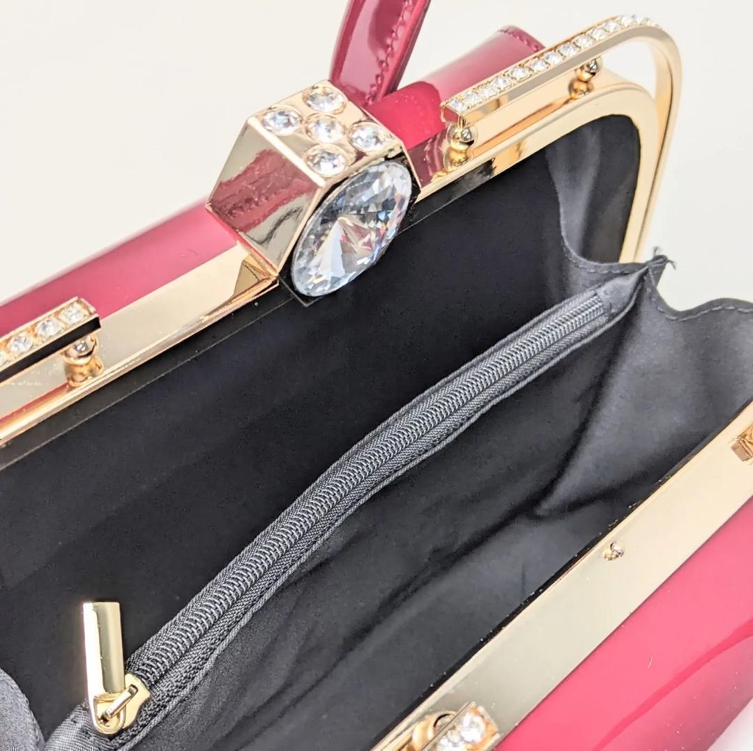 和装 草履バッグセット 振袖用 エナメル ラインストーン 赤×黒 kz13-2