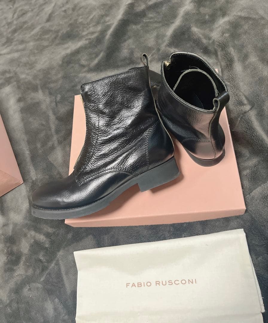 ファビオルスコーニFABIO RUSCONIジップサイドゴアショートブーツレザー