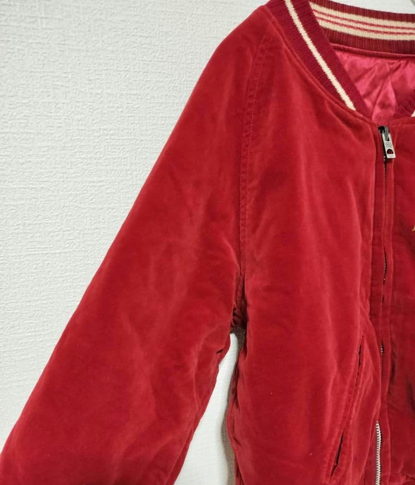 ヒステリックグラマー ベロア リバーシブルスカジャン リネン混 日本製 刺繍 M