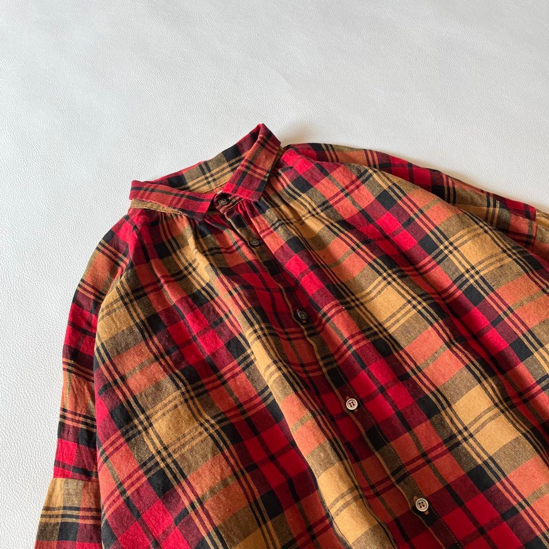 b1232＊ イチアンティークス リネンタータンチェックシャツ