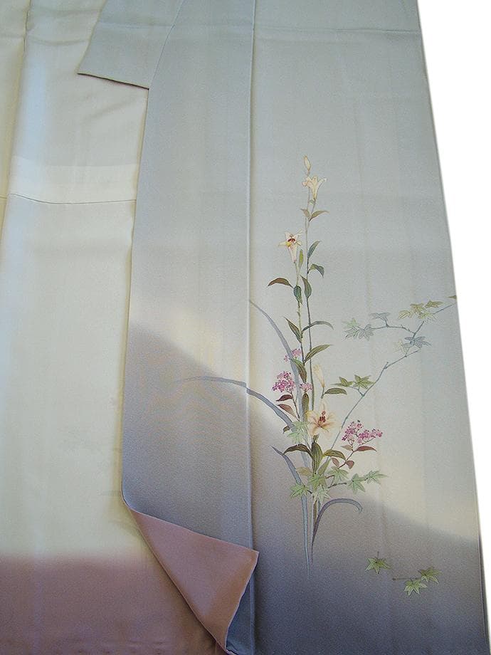 値下げ交渉ＯＫ！ロング寸 手描き友禅 作家 一色生子 訪問着 正絹 Ｂ８６２