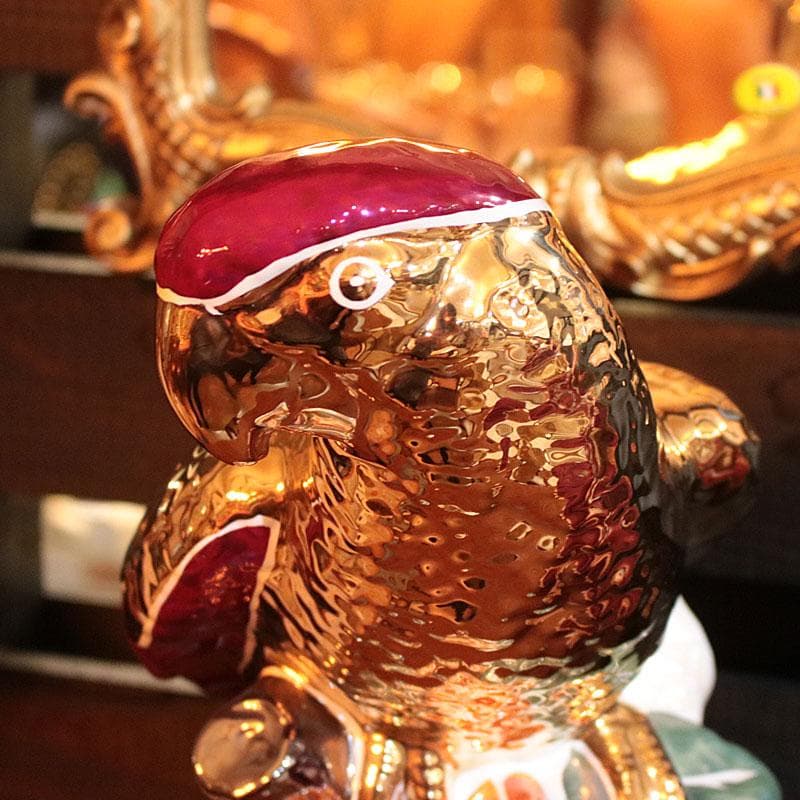 イタリア製オウムのオブジェ 鸚鵡 ゴールド 鳥 インテリア 222-926