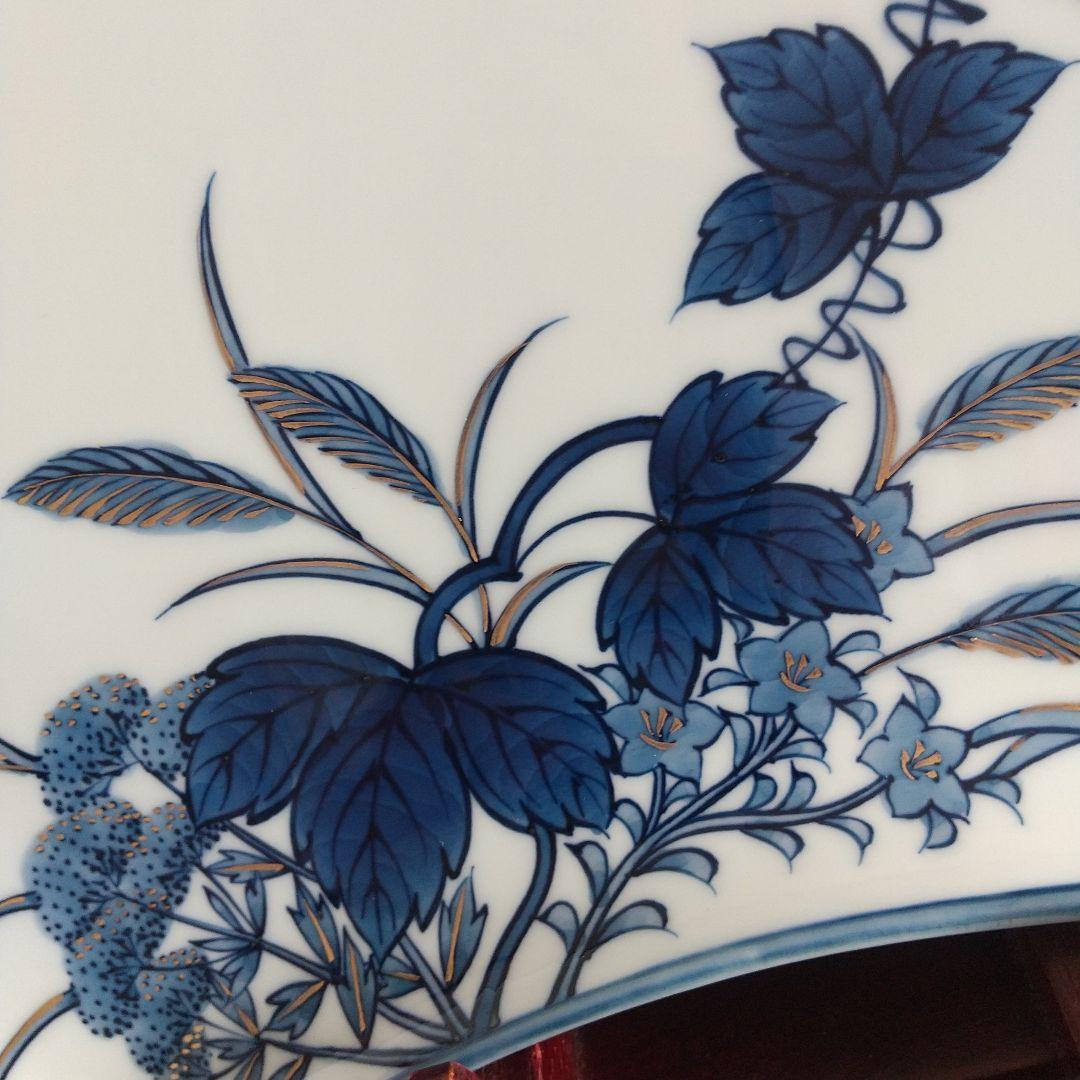 源右衛門⭐️染金彩草紋 クレセント 皿