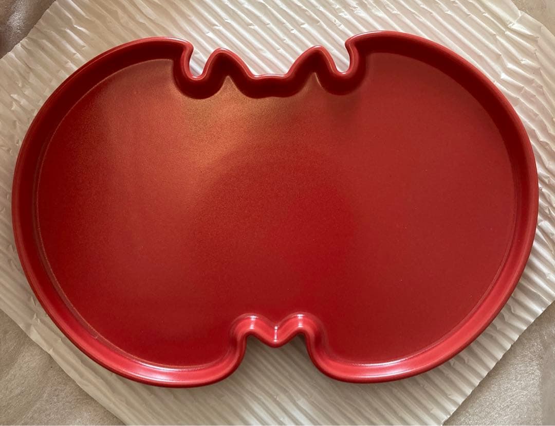 【非売品】福砂屋カステラ　400周年記念 波佐見焼　蝙蝠型 　紅白皿　2枚