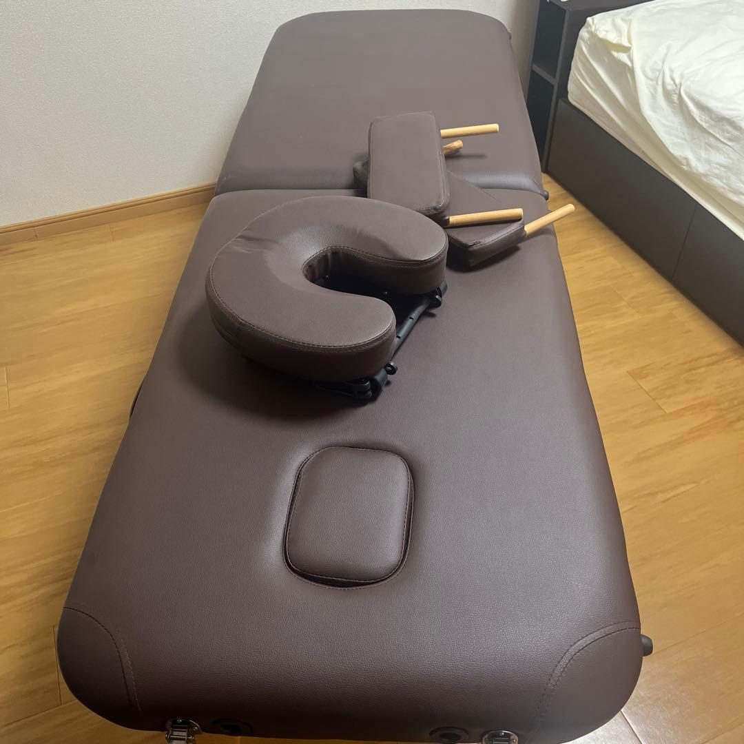 ブラウン 折りたたみベッド ヘッドレスト付き