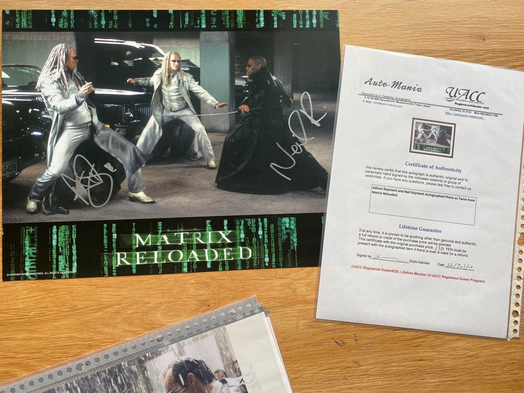 映画　マトリックス サイン入り写真等6点セット　キアヌ　ネオ　モーフィアス