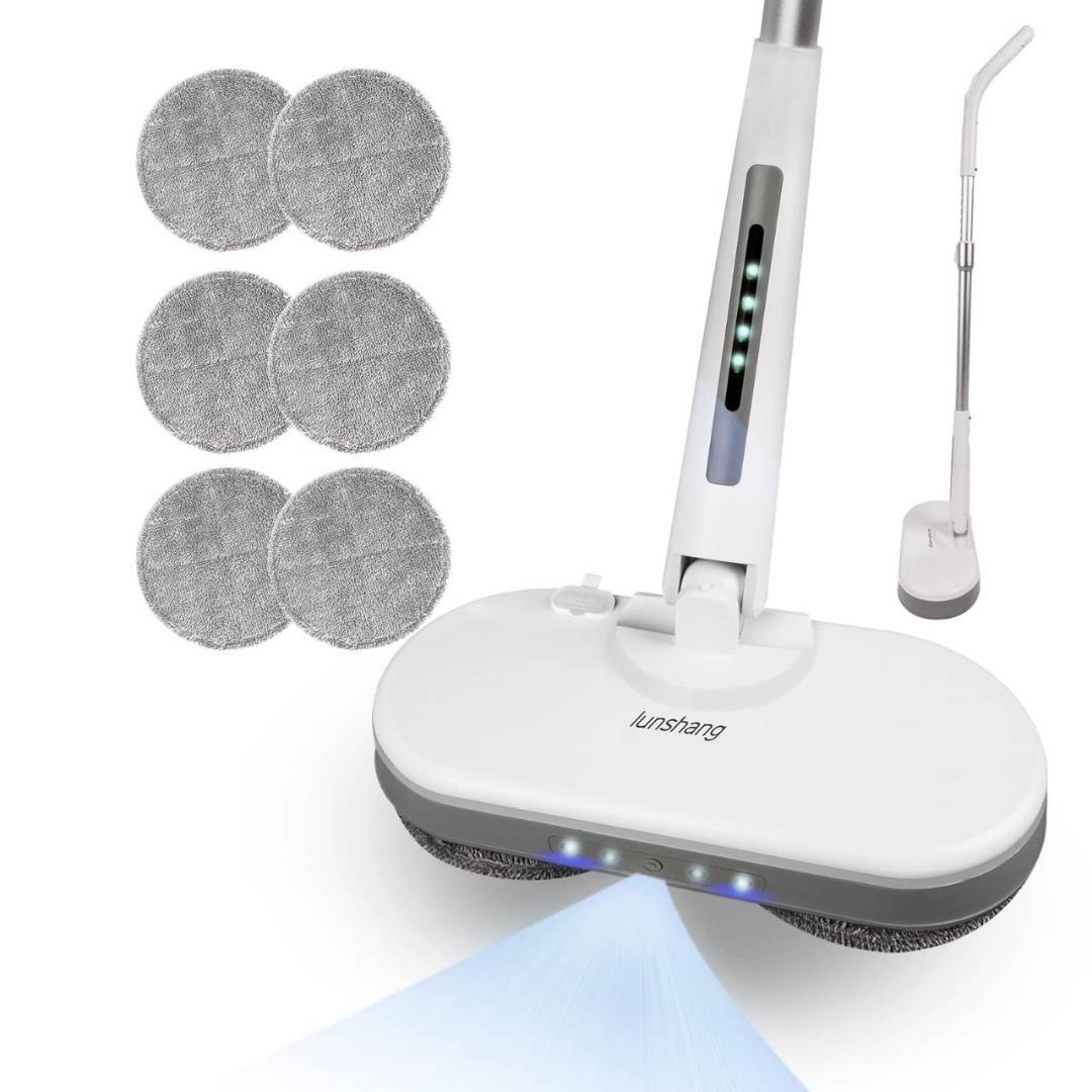 スプレー機能付きのコードレス回転モップ 乾湿両用 長さ調節可