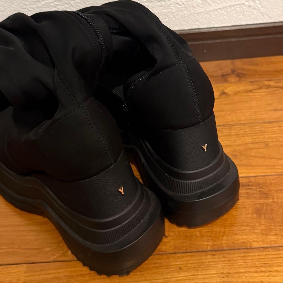 靴 YELLO BLACK DOUBLE SNEAKER LONG BOOTS