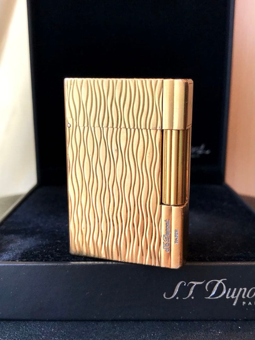 開閉音 快音キィーーン　デュポン　ガスライター　虎の柄　ゴールド　ライン２s