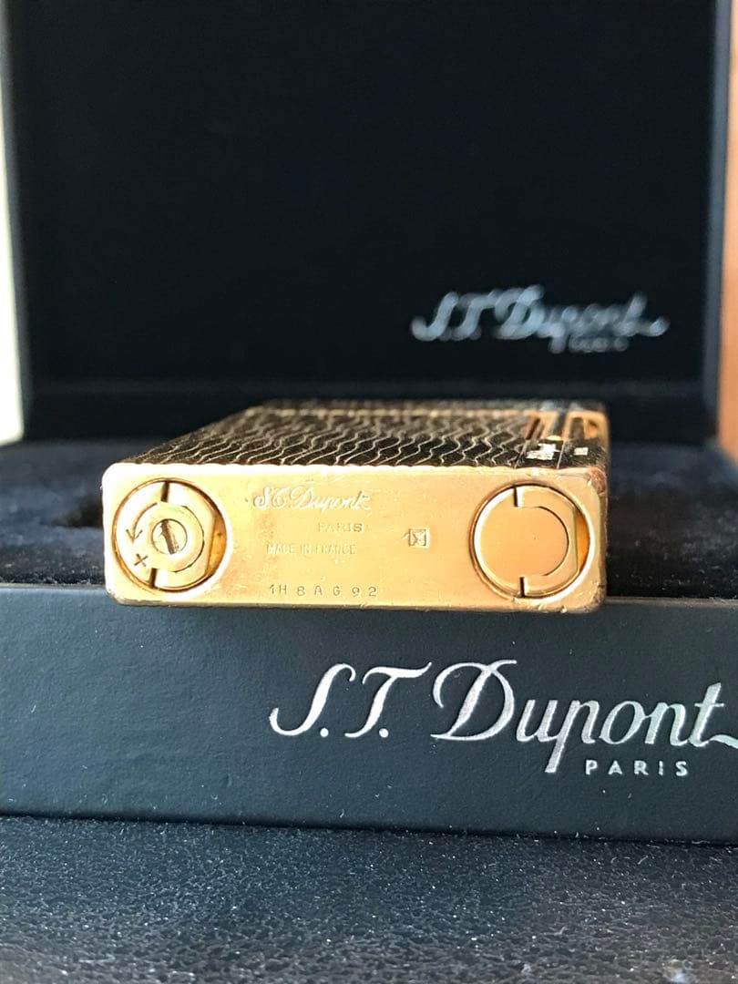 開閉音 快音キィーーン　デュポン　ガスライター　虎の柄　ゴールド　ライン２s