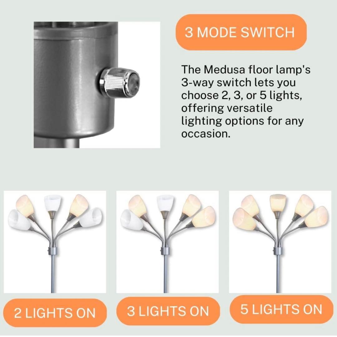 メデューサ シルバー フロアランプ アクリルシェードつき ホワイト