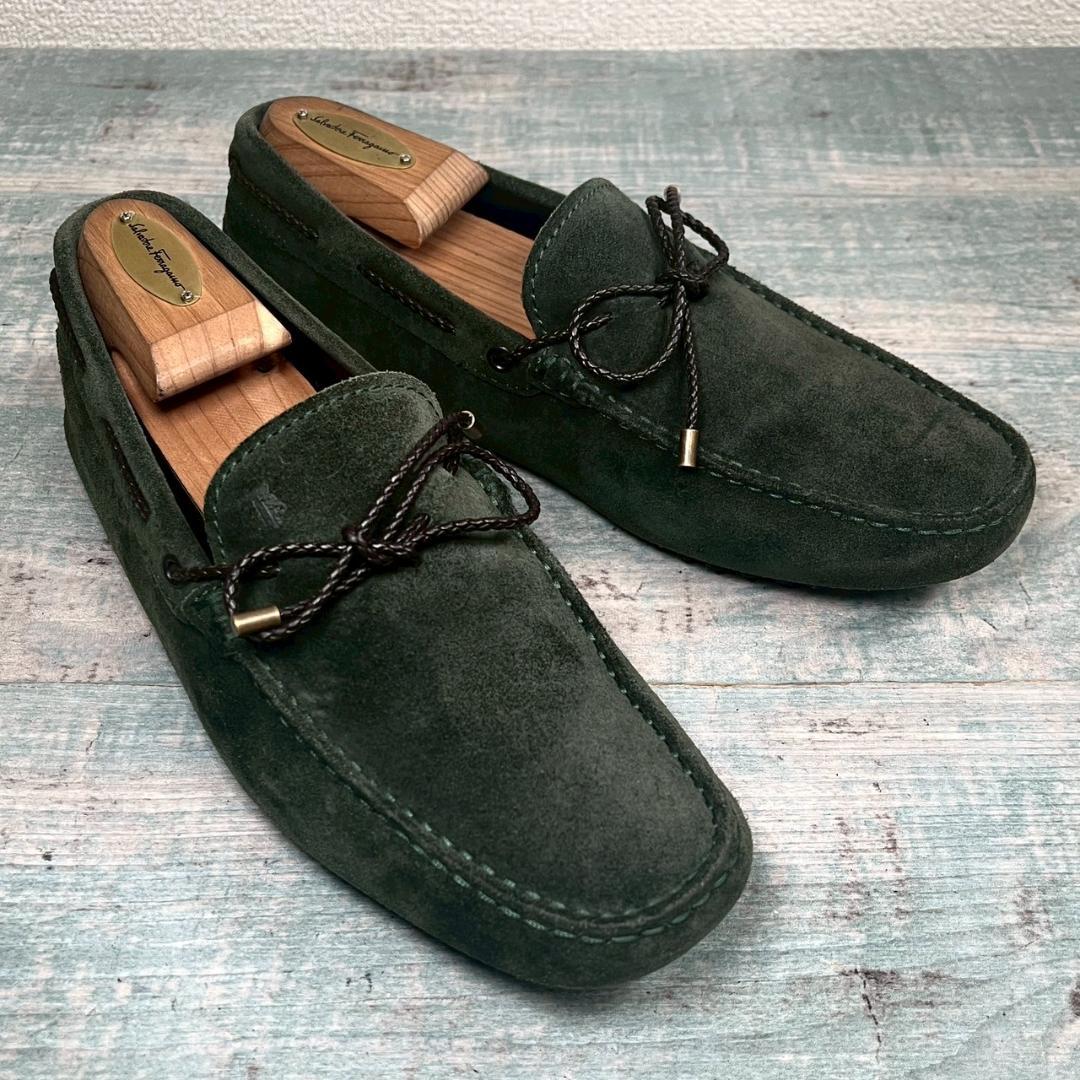 美品 TOD'S ドライビングシューズ スウェード モスグリーン
