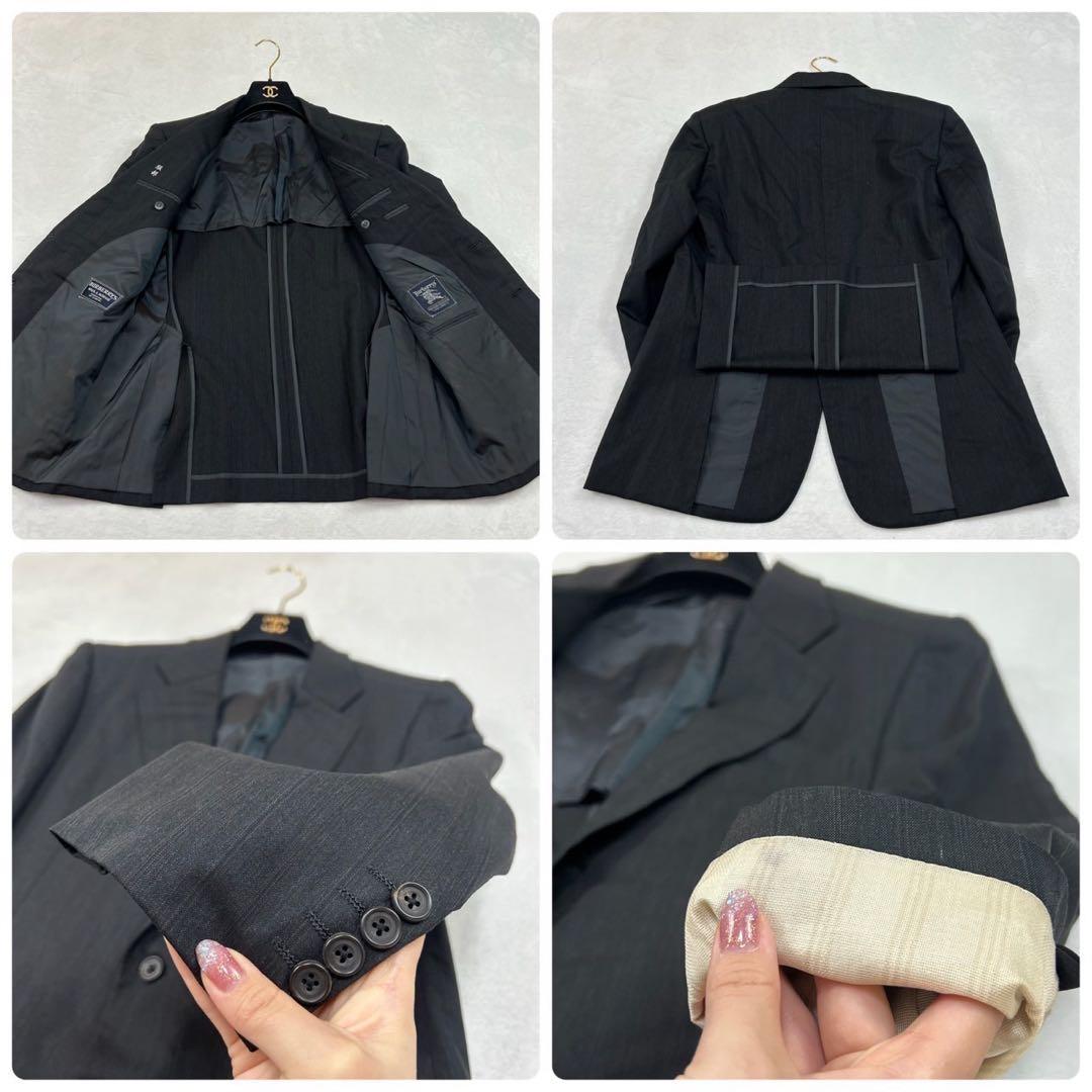 I238 M バーバリー モヘヤ混 シングル スーツ上下 ダークグレー メンズ