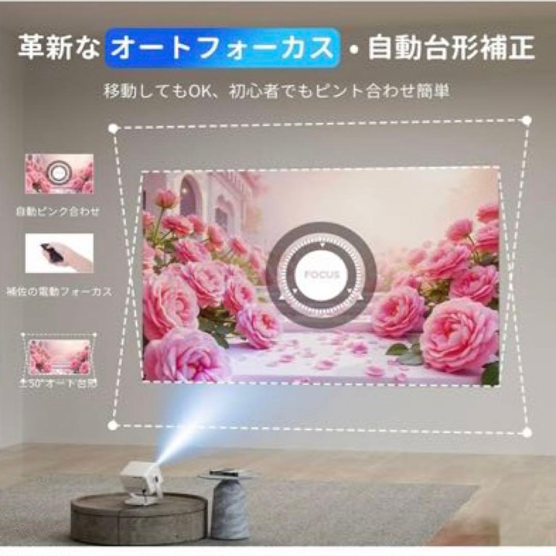 大特価‼️新型 1080P プロジェクター 家庭用 4K対応 天井投影　ホワイト