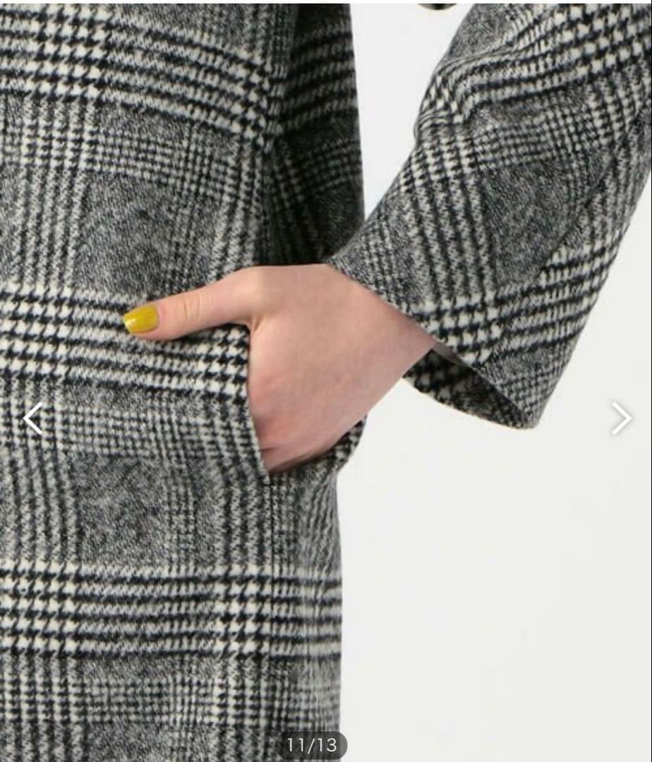 美品 トゥモローランド カシミヤ ブロークングレンチェックダブルブレストコート