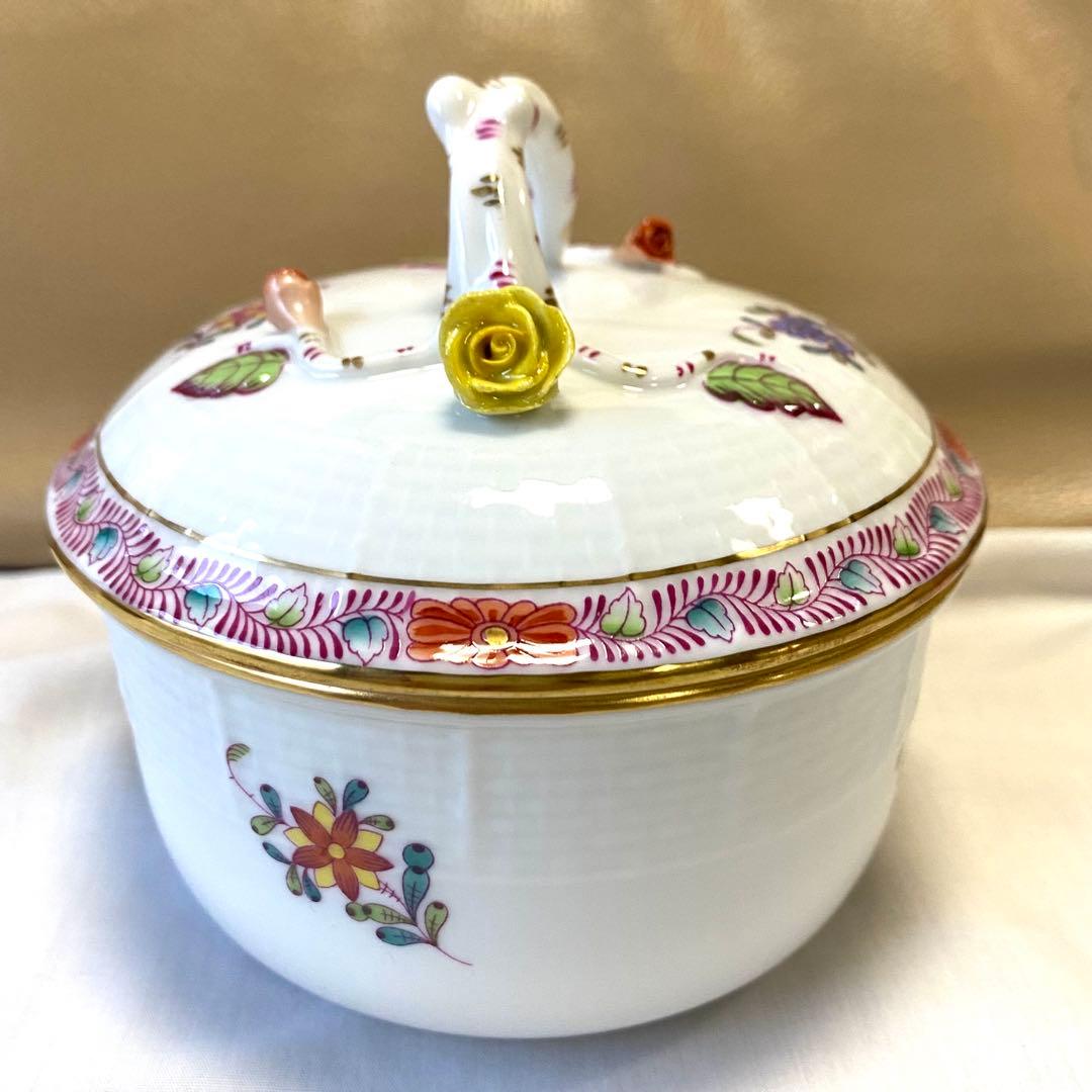 2.美品☆ヘレンド☆取っ手付きミニ薔薇☆大きめ☆ボンボニエール