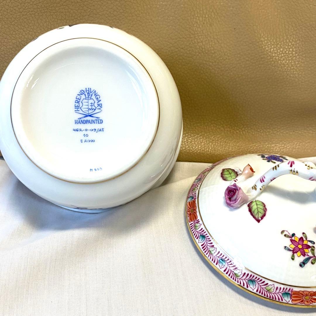 2.美品☆ヘレンド☆取っ手付きミニ薔薇☆大きめ☆ボンボニエール