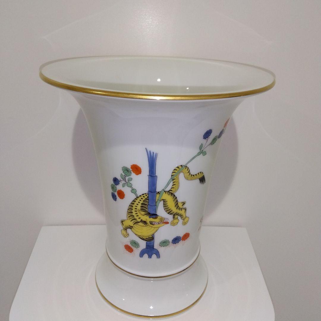 MEISSEN　マイセン シノワズリ 竹虎 花瓶 BASE