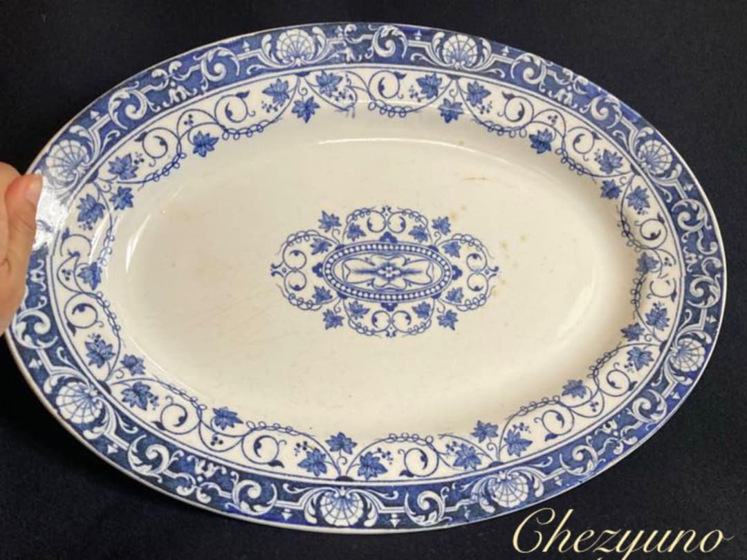 フランスアンティーク　LONGWY ロンウィ窯 大皿 オバール