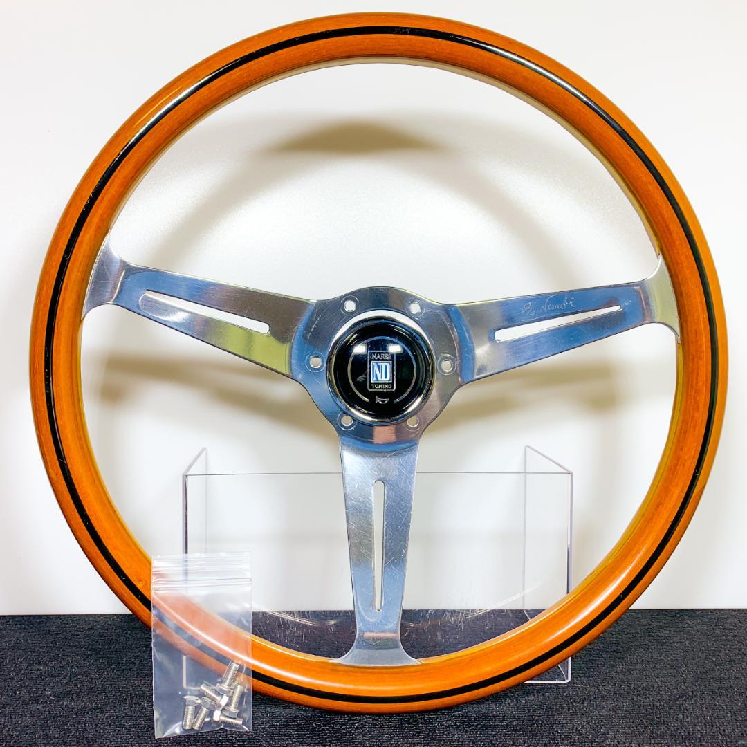 ナルディ クラシック ウッドステアリング ポリッシュスポーク 本物ホーン付 美品