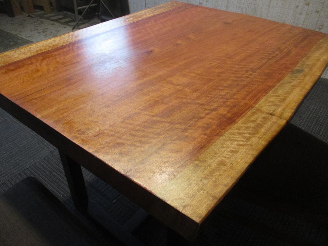 ＃1581■　ブビンガ　一枚板　テーブル　ローテーブル　ダイニング　座卓　デスク