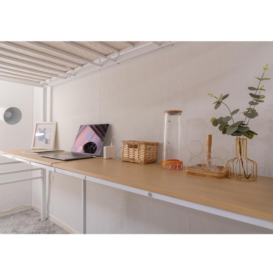 ロフトベッド階段付きパイプベッドシングルコンセント付き耐震 ベッドシング