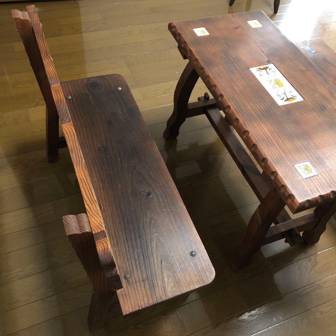 超希少品　スペイン天然木製　アンティークテーブルチェア