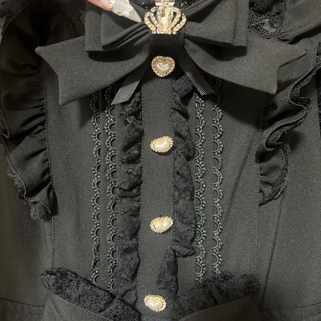 【訳あり】LIZLISA ティアラリボンティアードワンピース ブラック リズリサ