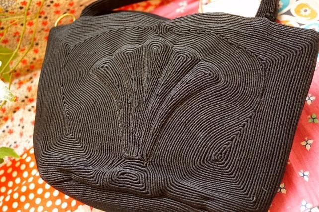 USA 1940's SILK CORD BAG SHELL アンティークバッグ