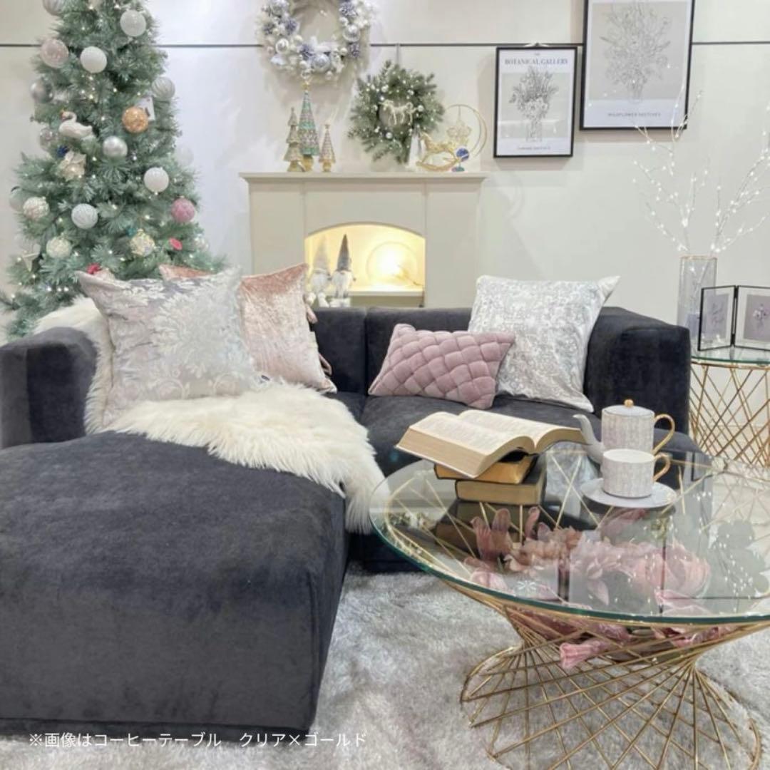 早い者勝ち！フランフラン ガラステーブル コーヒーテーブル クリア×ゴールド