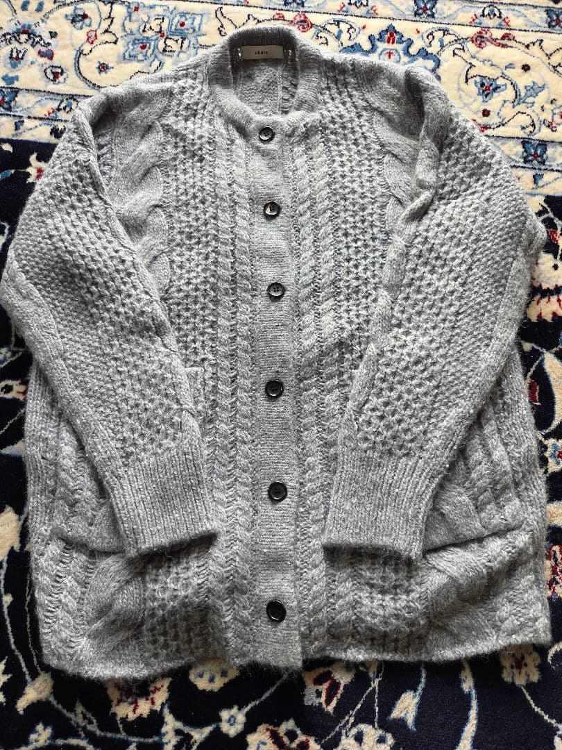 ebure グレー ケーブル編み カーディガン