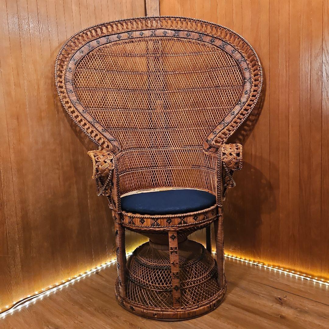 特大 希少 ヴィンテージ ピーコックチェア ラタンピーコック エマニエル婦人