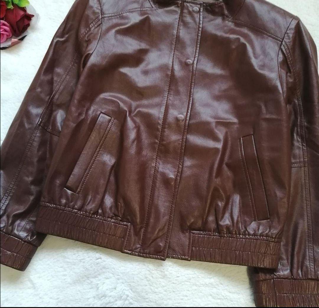 セオリー　レザージャケット　ラム　シングルライダース　ノーカラー　ブラウン