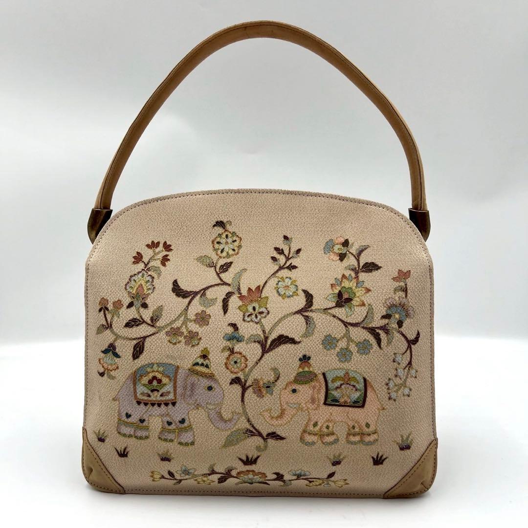 美品　OKAJIMA オカジマ　岡重　和装バッグ　皇室御用達　絹100%