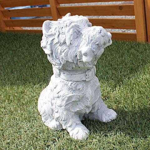 骨をくわえた犬のオブジェ H23cm