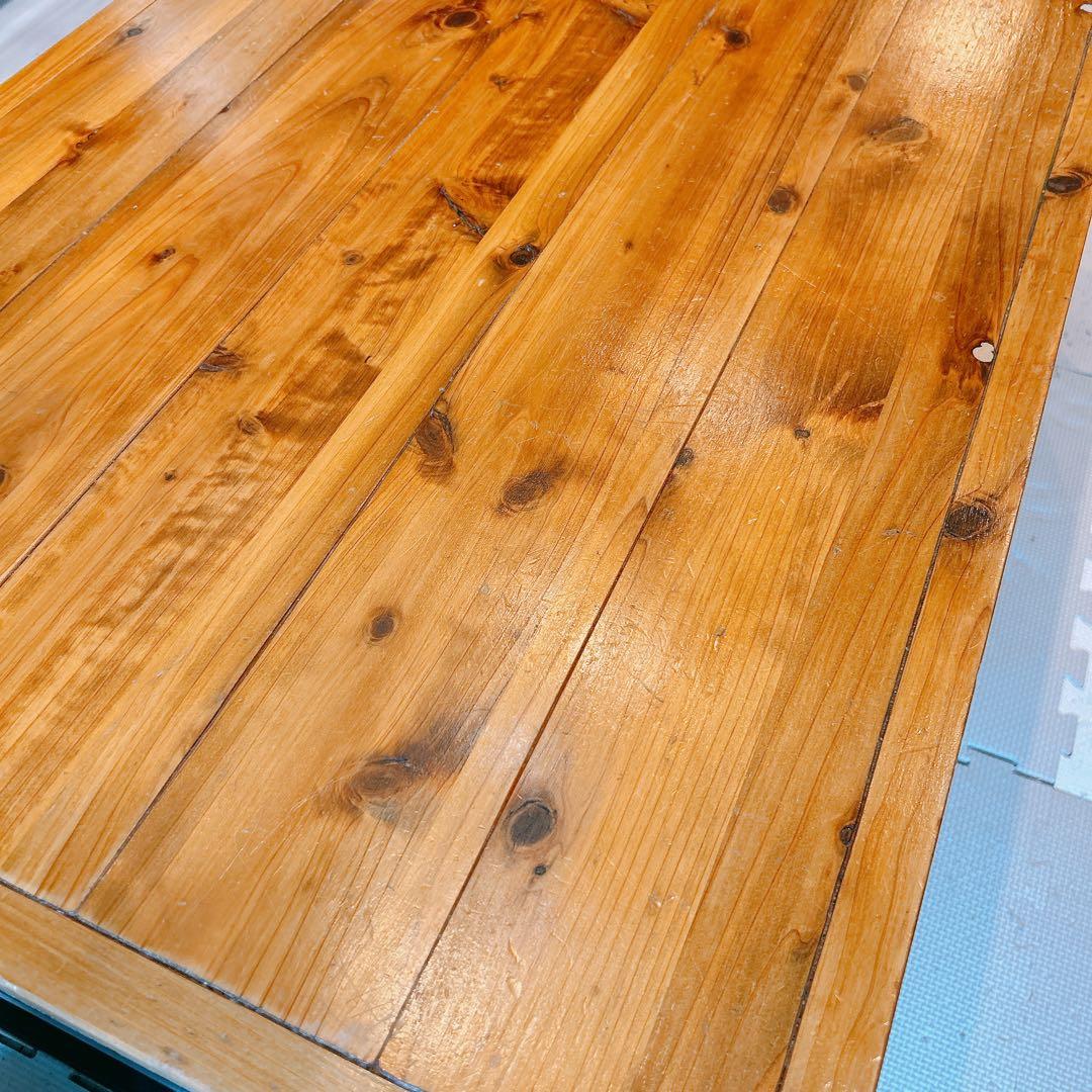 インダストリアルブランチ　ローテーブル　無垢天板