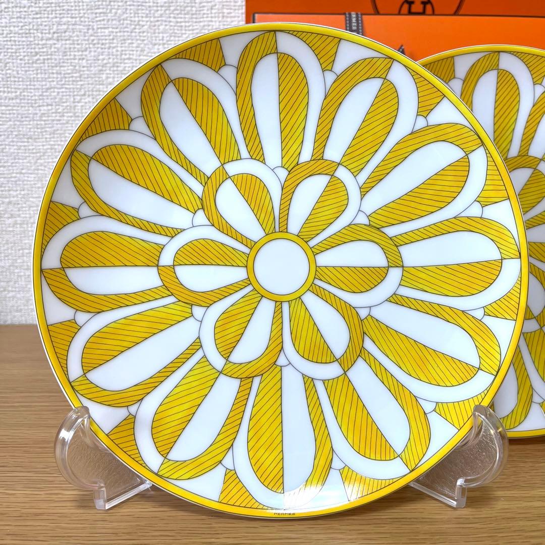 【新品　2枚組】エルメス　ソレイユ　デザートプレート 21cm　No.2
