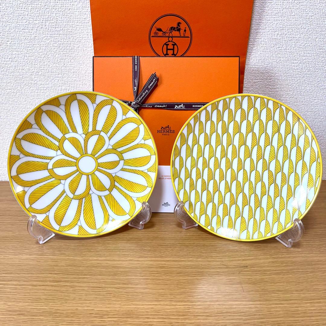 【新品　2枚組】エルメス　ソレイユ　デザートプレート 21cm　No.2