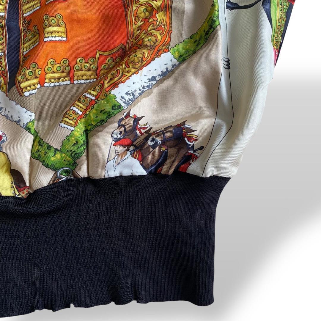 美品 HERMES エルメス 黒 半袖ニット シルク100％ サイズ38 乗馬