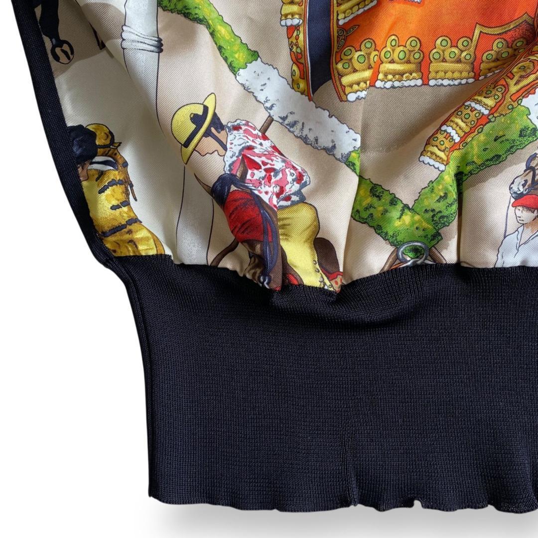 美品 HERMES エルメス 黒 半袖ニット シルク100％ サイズ38 乗馬