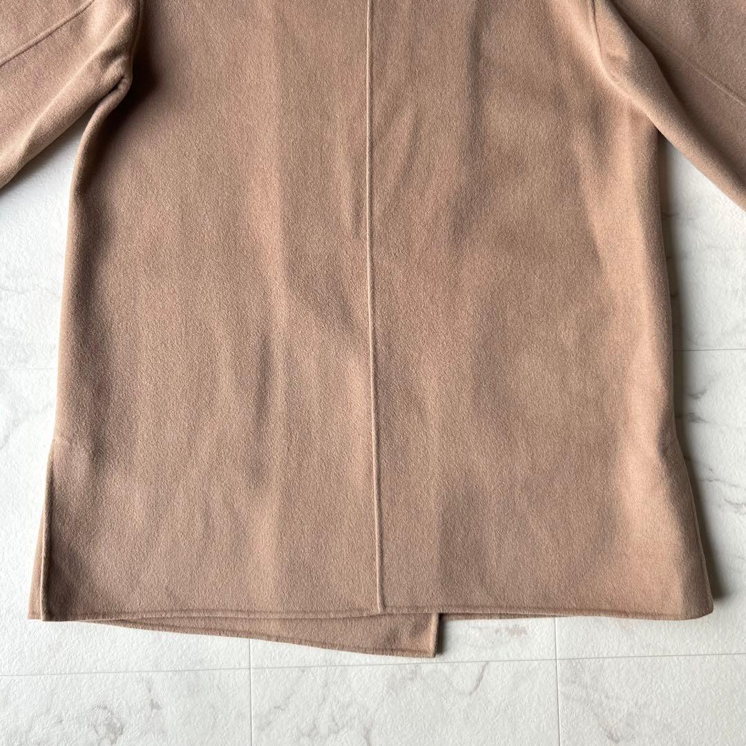 スピックアンドスパン ウールノーカラーミドル丈コート リバーコート キャメル M